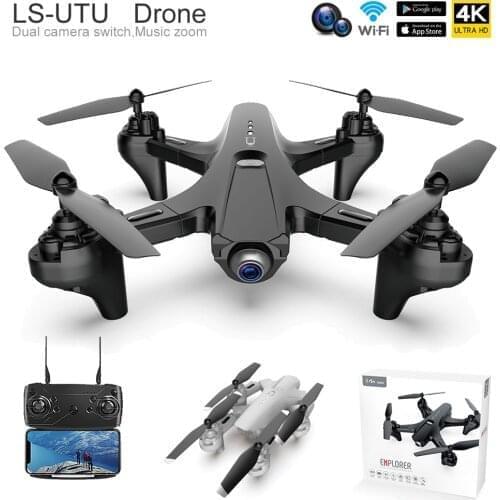 LS-TUT Black Folding Quadcopter Long Voyage Aerial Photography Drone 4k HD Dual Camera Mini UAV Remote Control Helicopter Toy