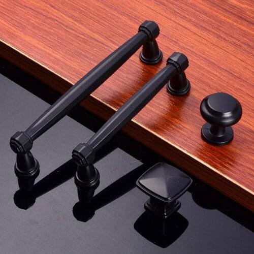 Modern Simple Black Furniture Door Handle Drawer Pull Kitchen Cabinet Door Handle Black Dresser Cupboard Door Pull Knob