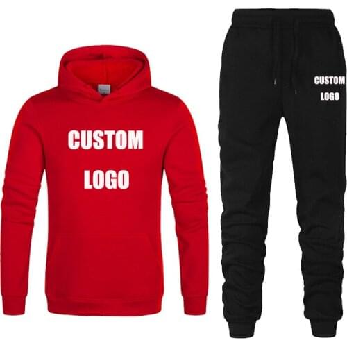 Custom Logo 2 Piece Set Women Tracksuit Printed Hoodie Pullover Sweatshirt +Pants Sport Outfits Womens Sportwear Suit