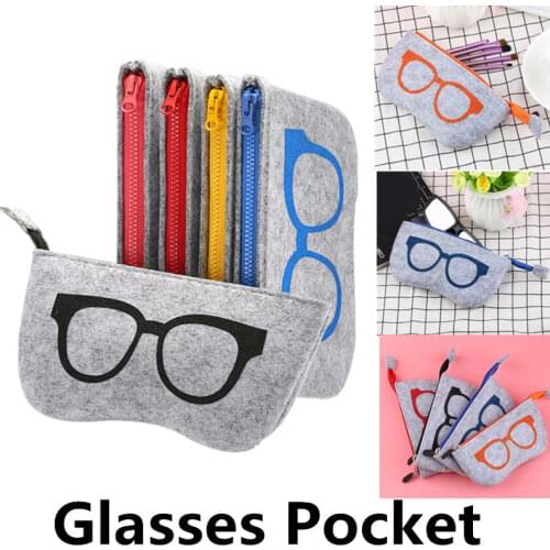 Portable Wool Felt Cloth Glasses Bag Eyeglasses Cases Sunglass Pen Students Unisex Storage Bags Makeup Cosmetic Bag