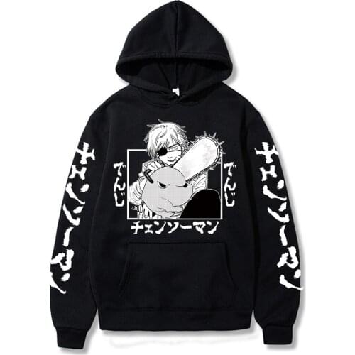 Japanese Anime Graphic Hoodies Men Chainsaw Man Denji Pullover Sweatshirt Unisex Male