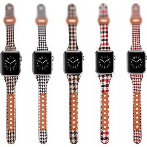 40mm 44mm 38mm 42mm Leather Slim Watch Strap for Apple Watch Band Series SE 654321 Woman Girl Thin Leather Strap