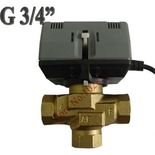 Three-way Brass Actuator Valve,220VAC (24V/110V AC)Motorized Valve,3-way Electric actuator valve,Free Shipping