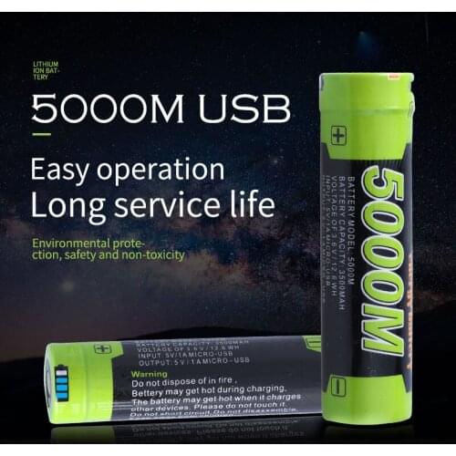 USB-5000M 3.7V 18650 3500mAh Li-ion USB Rechargeable Battery Intelligent battery With LED Indicator Light DC-Charging