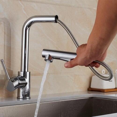 Vidric Kitchen Faucet Nickel finished Crane brass kitchen sink pull out kitchen faucet,Sink tap mixer with pull out shower head