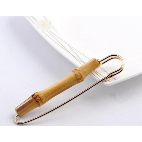 2 Pieces Vintage Natural Bamboo Brooch Wood Pin for Men Women Sweaters Shawls Skirt Decor Burned Bamboo Artisti Safety Pin L4G3