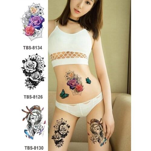 Men And Women Temporary Tattoo Stickers Fake Tattoo Stickers Skull Wolf Tiger Flower Beautiful Body Art Tattoo