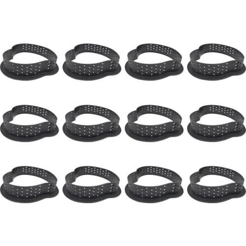 12 Pcs Heart Shape Tart Rings Heat-Resistant Perforated Cake Mousse Ring Non Stick Bakeware Mini Cake Mold Cake Ring