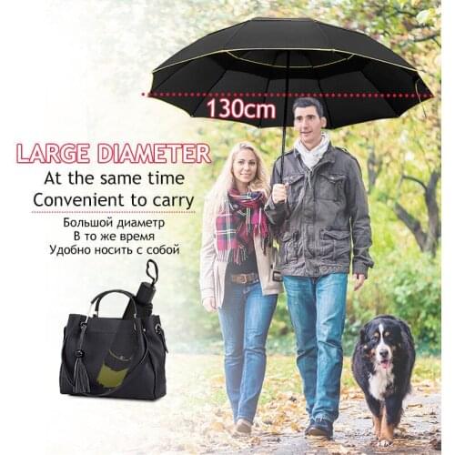 130CM New Quality Double Big Umbrella Rain Women 3Folding Wind Resistant Large Umbrella Men Family Travel Business Car Umbrellas
