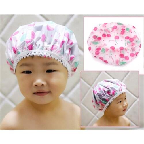 2Pcs Toddler baby shower Cartoon pattern shower cap Childrens shower cap Waterproof hair dryer cap Waterproof shower hat
