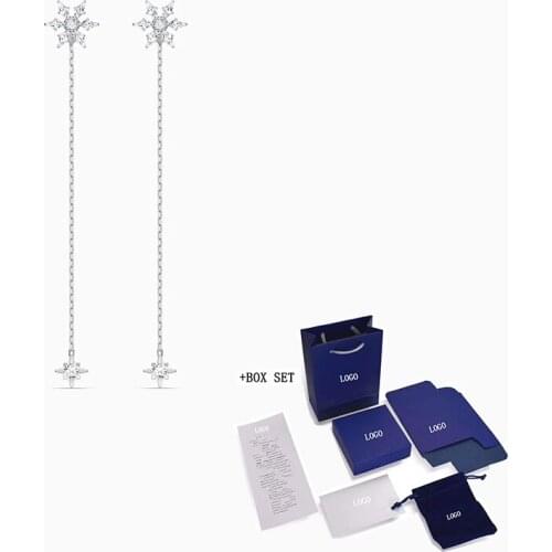 2021 Fashion Swa New Magic Chain White Gold Earrings Exquisite Snowflake Decoration Pendant Ladies Romantic Luxury Jewelry Gift