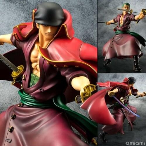 23CM Anime One Piece POP New Theater Edition Red Battle Suit Roronoa Soro Color Box Classic Model Toy Action Doll Childrens Gift