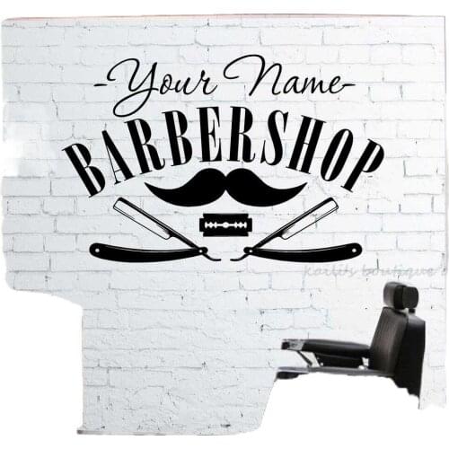 Customizable Barber Shop Name Vinyl Sticker Barber Shop Salon Salon Shopfront Decorative Window Sticker Wall Sticker MF52