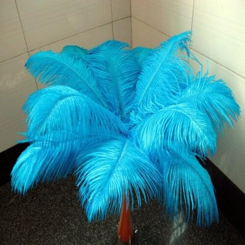 Free shipping ! 20 pcs Lake blue South African ostrich feathers. High quality feather wedding props 45-50cm 18-20inches