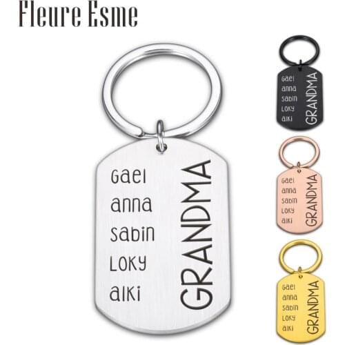 Mothers Day Gifts Keyring Grandma Keychain Gifts From Grandson Birthday Gifts for Grandmother Key Chain Charm Family Gifts Tag