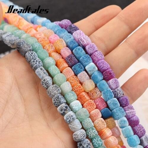 Beadtales 6/8/10mm Natural Pink Square Agate Stone Beads Round Loose Stone Beads For Jewelry DIY Making Bracelet Accessories