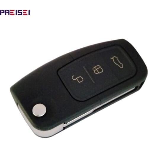 PREISEI 10pieces/lot 3 Buttons Car Remote Flip Key Case For Ford Focus Key Replacements Fobs