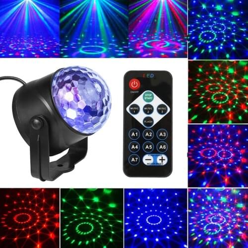 Sound Activated Rotating Disco Ball Laser Projector Stage 6W RGB Colorful Light For Home KTV Bar DJ Party Christmas Wedding