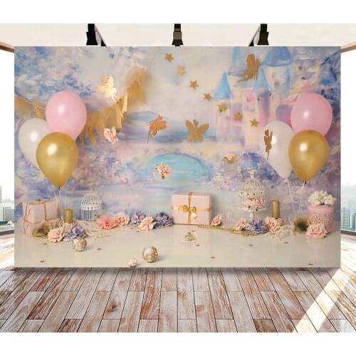 Balloon Elf Banner Birthday Gift Background Portrait Photography Birthday Party Decors Photographic Backdrops Photocall Studio