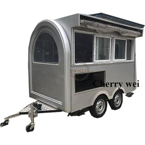 2.5m/3m Can Increase Lenght Silver Fast Food Trailer I Am Vending Cart With Water Sink