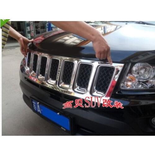 Chrome front grille vent hole frame trim cover insert for JEEP Compass 2011-2014
