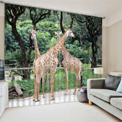 Customized Tiger pattern Luxury 3D Blackout Window Curtain Drapes For Living room Bed room Hotel Wall Tapestry Cortinas