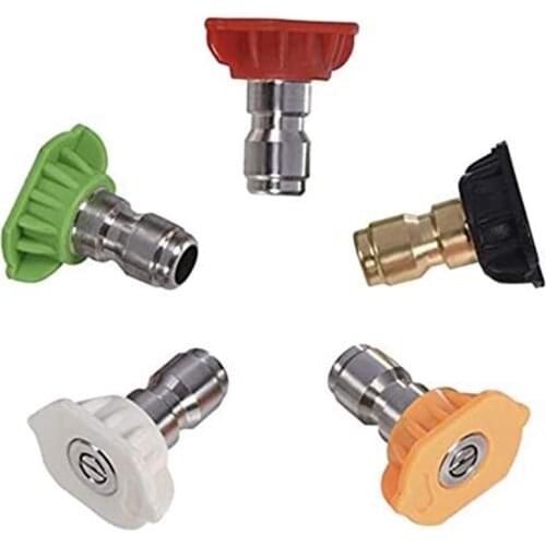 Pressure Washer Tools with 1/4 Brass Female Quick Fitting and 5 Pcs 1/4 Degrees Pressure Washer Nozzles Tips for Karcher