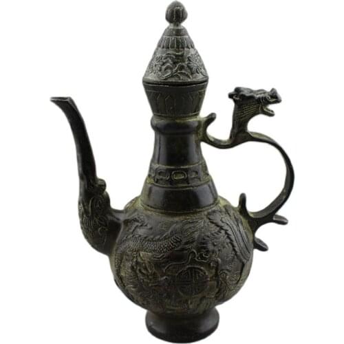 Antique copper ornaments collection pure copper teapotwine potdragon and Phoenix present auspicious pot