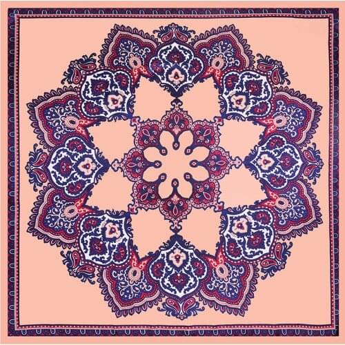 Ethnic Style Paisley Print Square Scarf 90*90 Neckchief Silk Scarves Ladies Neck Hair Scarves Satin Hijab Head Wrap Bandana