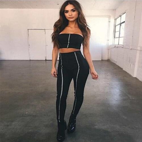 2019 summer high quality fashion jumpsuit two-piece waist sexy bandage jumpsuit dating party cocktail party free shipping