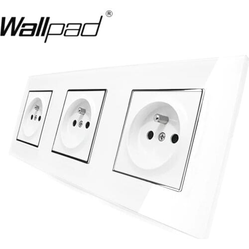 Best 3 French Socket Wallpad Luxury White Crystal Glass Triple Frame 16A Plug EU French Standard Wall Socket with Claws Mounting