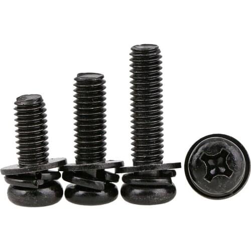 M2.5M3M4M5M6 black round head cross pan head three combination screw black zinc with pad screw