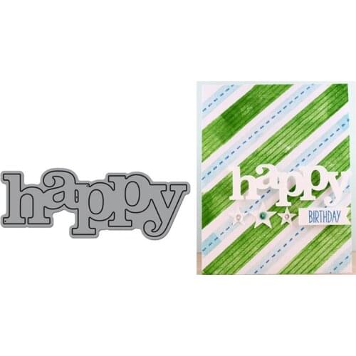 Big Word Happy Metal Cutting Dies Stencil for DIY Scrapbooking Photo Album Embossing Paper Cards Making Decorative Crafts