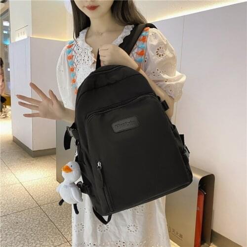 Fashion Womens Backpack 2021 Trendy Solid Color School Bag For Girls Nylon Large-capacity Waterproof School Backpack
