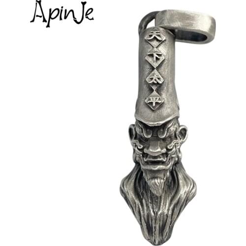 Apinje 925 Sterling Silver Necklace Pendant Personality Creative Fashion Ghost Jewelry Black And White Impermanence Biker Men Je