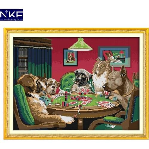 NKF Dogs' game animal style needlecraft Chinese cross stitch embroidery sets Christmas stockings for home decoration