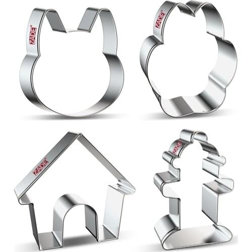 ZADE Dog Cookie Cutter Set for Homemade Dog Biscuits House, Dog Face and Paw Cutter - Stainless Steel