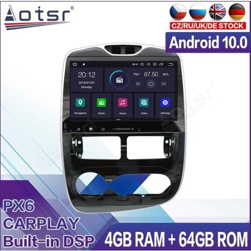 64G Android 10 Radio Tape Recorder Car Multimedia Player Stereo For Renault Clio 2013 2014 2015 Head Unit GPS Navigation No 2din