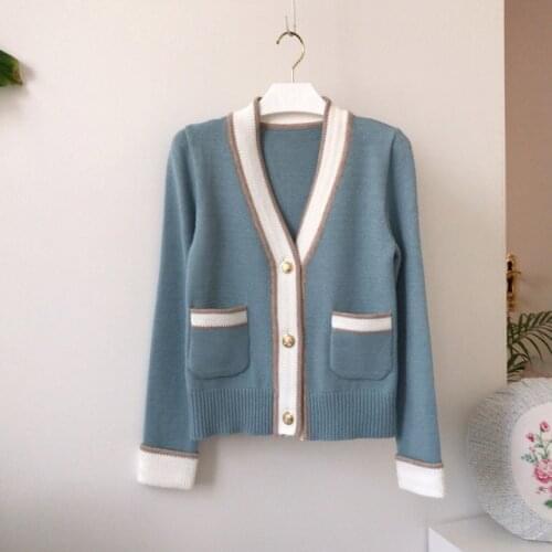 New 2021 Autumn Winter Women Cardigans Sweaters V-Neck Casual Buttons Cardigans Fashionable Pocket Korean Knitwears Tops