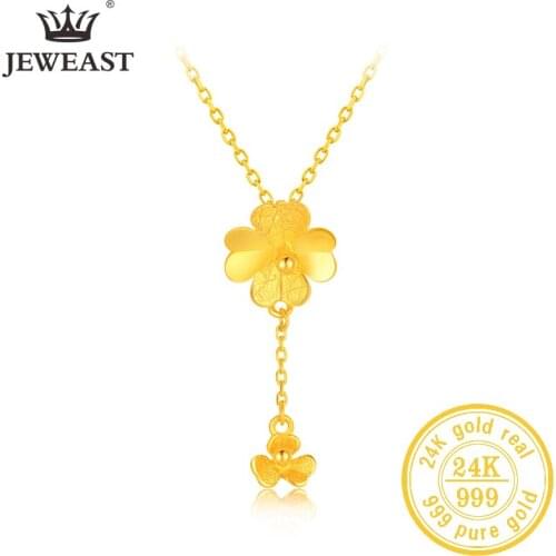 JLZB New Arrival Necklace Genuine 24K Pure Gold Pendants Necklaces Elegant Beautiful Graceful Necklace Simple Fine Jewelry