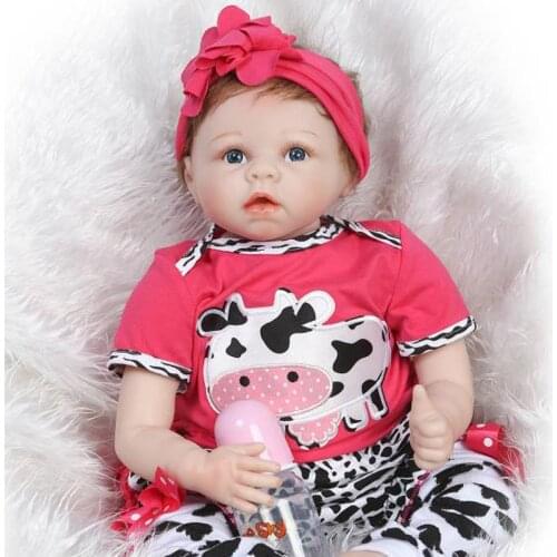 NPK 22" doll reborn soft silicone reborn babies for girls toys Bebes reborn bonecas children play house toys xmas gift