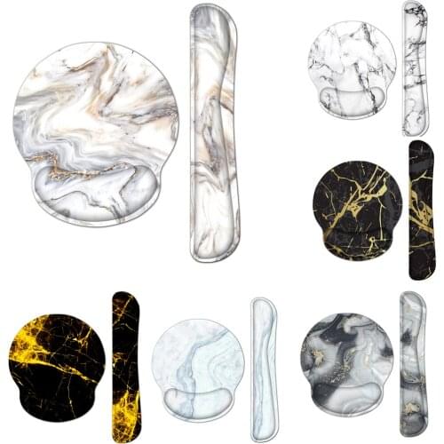 Keyboard Wrist Rest Pad Memory Foam Wrist Rest and Mouse Pad with Gel Wrist Support Marble Mousepad for Office Gaming