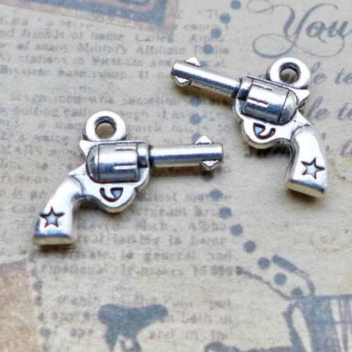 30pcs Revolver Gun Charm Silver Color Pendant Fit Diy Necklace Handmade Finding Jewellery Making Supplies Aesthetics Accessories