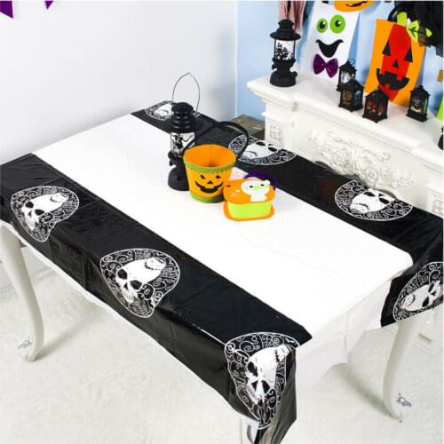 PVC Halloween Pumpkin Skeleton Printing Tablecloth Disposable Bar Party Desktop Atmosphere Decor Halloween Decorations Props