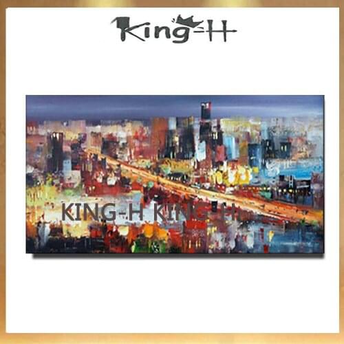 Hand-Painted On Canvas Abstract buildings Oil Paintings Modern Home Decor Wall Art Large Size Thick Texture Knife Paintings