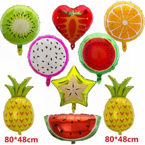 10pcs Watermelon Pineapple Orange Fruit Foil Balloon Cactus Happy Birthday Balloons Wedding Holiday Festival Decoration Toys