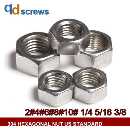 304 316 2#4#6#8#10#1/4#5/16#3/8#1/4#5/16# hexagonal stainless steel nut US standard
