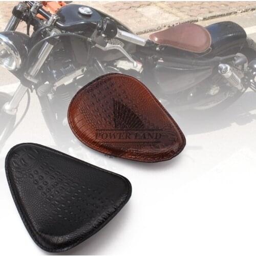 For Harley Custom Chopper Bobber Leather Saddle Seat 1pcs Motorcycle Retro Brown/Black Crocodile Leather Style Solo Seat