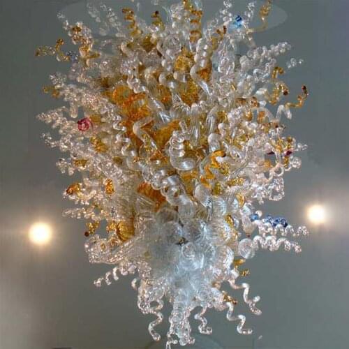 Contemporary Chandeliers Unique Twists and Bubbles Art Light LED Hand Blown Glass Lightings for Home Hotel Lobby Villa 120 CM