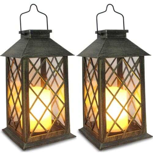 2pcs Solar Powered LED Outdoor twinkle Candle Lantern Outdoor Lamp Home Garden Decoration Light Warm Flame Flashing Tea Light